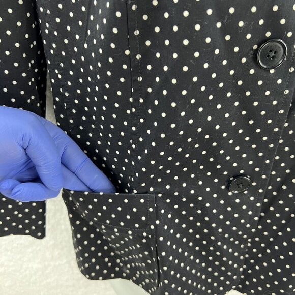 Talbots Womens 16 Black White Polka Dot Button Front 3/4 Sleeve Pockets Blazer - Picture 5 of 9